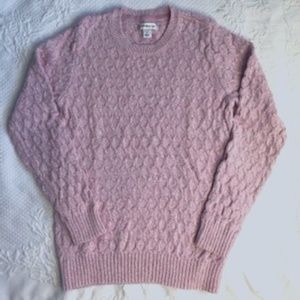 Croft & Barrow, Pink & White, Stitched Design, Long Sleeves, Knit Sweater